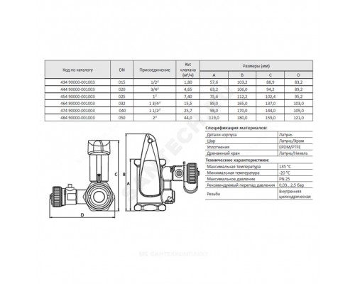 Клапан баланс лат Basic Ду50 Ру25 м/м Kvs44 BROEN 48490000-001003