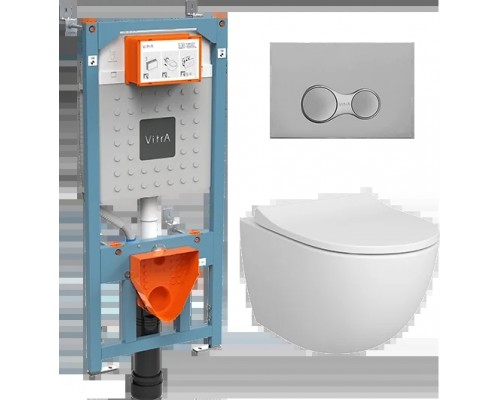 9830B003-7207 Комплект: Sento унитаз подвесной безободковый с тонким сидением МЛ+инсталляция+панель смыва мат хром 9830B003-7207