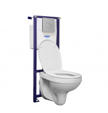 138164S0000B0 Пэк Альфа комфорт (подвес. унитаз с сиденьем полипр. SC, инсталляция, панель хром. глянец) 1.3816.4.S00.00B.0