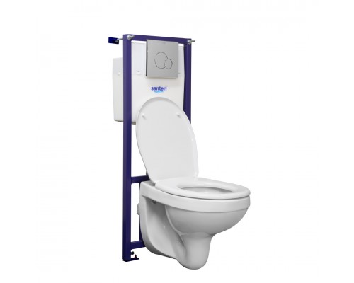 138164S0000B0 Пэк Альфа комфорт (подвес. унитаз с сиденьем полипр. SC, инсталляция, панель хром. глянец) 1.3816.4.S00.00B.0