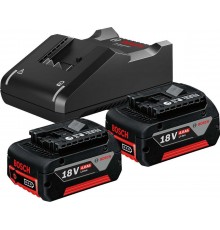 Аккумуляторные батареи и зарядное устройство BOSCH 2xGBA 18V 4 Ah + GAL 18V-40 (1600A019S0)