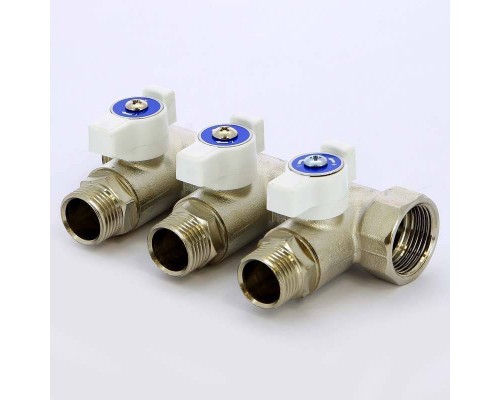 Коллектор НВ 3/4" с кранами никелированный UNI-FITT 3 выхода 1/2"Н 40мм Коллектор НВ 3/4" с кранами никелированный UNI-FITT 3 выхода 1/2"Н 40мм