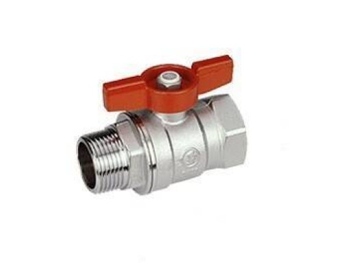 Кран шаровой, R254D, 1, ВН, ручка-бабочка красная, хромированный Кран шаровой, R254D, 1, ВН, ручка-бабочка красная, хромированный