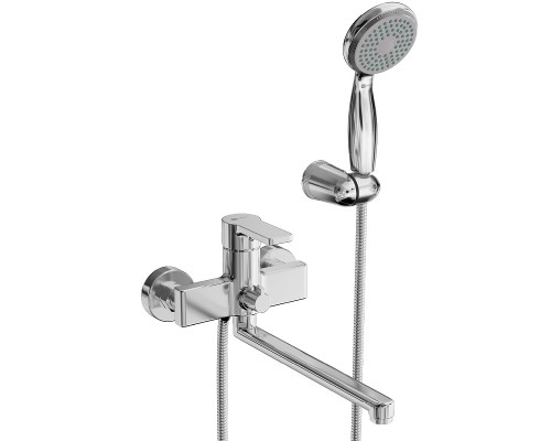 LM0651CHAURAСмеситель универсальный с плоским изливом 300 мм, дивертор с керамическими пластинами, хром LM0651CH