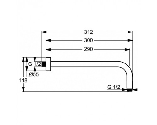 B9444АА IdealRain L1 Настенный держатель верхнего душа 300 мм хром B9444AA