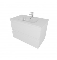 AQ77080-MW Комплект мебели:Тумба 80 см ВЕГА с раковиной AQ0480-00, 2 ящика,цвет белый мат AQ77080-MW
