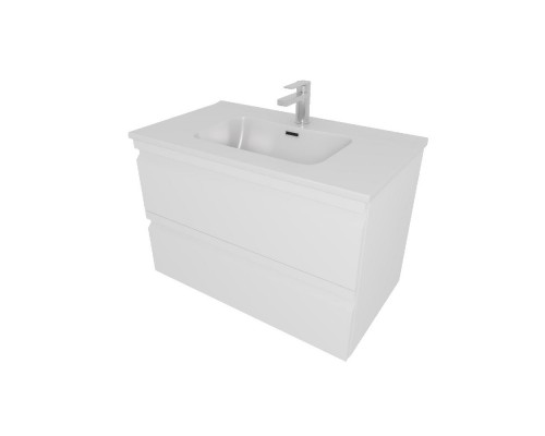 AQ77080-MW Комплект мебели:Тумба 80 см ВЕГА с раковиной AQ0480-00, 2 ящика,цвет белый мат AQ77080-MW