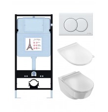 EDR103-00 Унитаз c инсталляцией Odeon RG, сиденье тонкое микролифт, панель для двойного смыва, глянцевый белый (E36495-NF+E36496-00+EDR102-00+E24889 EDR103-00