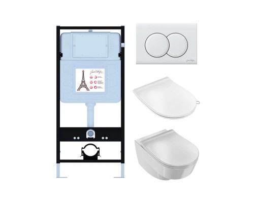 EDR103-00 Унитаз c инсталляцией Odeon RG, сиденье тонкое микролифт, панель для двойного смыва, глянцевый белый (E36495-NF+E36496-00+EDR102-00+E24889 EDR103-00