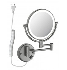 AQ4915BGM зеркало косметическое настенное с подсветкой 5х, оружейная сталь (шлиф. черный хром) AQ4915BGM