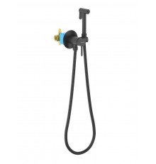 AQ1021MB ЕВРОПА комплект для гигиенического душа встроенный (смеситель + гигиеническая лейка + шланг), матовый черный AQ1021MB