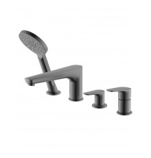 AQ1148BGM БЕТТА смеситель на борт ванны на 4 отв., оружейная сталь (шлиф. черный хром) AQ1148BGM