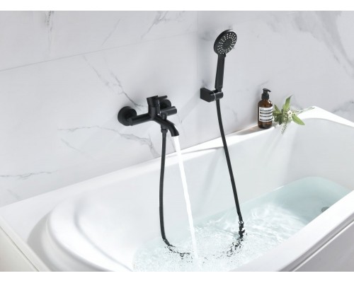 AQ1349MB ЕВРОПА смеситель для ванны с душевым набором 3jet, матовый черный AQ1349MB