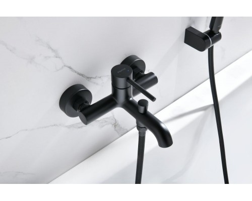 AQ1349MB ЕВРОПА смеситель для ванны с душевым набором 3jet, матовый черный AQ1349MB