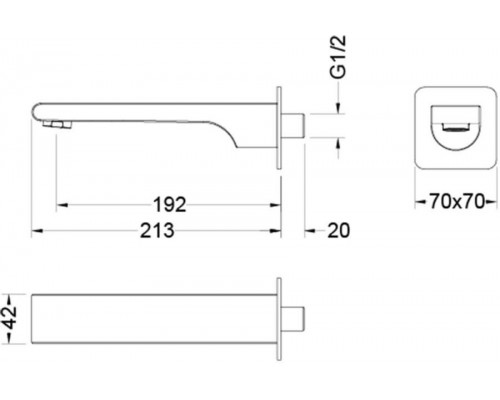 AQ1441MB ЛИРА излив для ванны 192 мм, матовый черный AQ1441MB