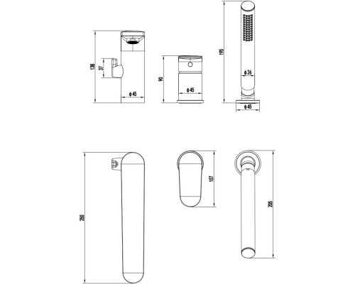 AQ1848CR НИКА смеситель на борт ванны на 3 отв. AQ1848CR