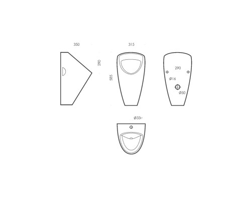 LONG Писсуар для скрытого подключения, Белый S1 PS/Long/Sens/WHT.G/S1