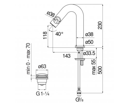 SO130118/2IX SOLE смеситель для раковины, шлиф. хром SO130118/2IX