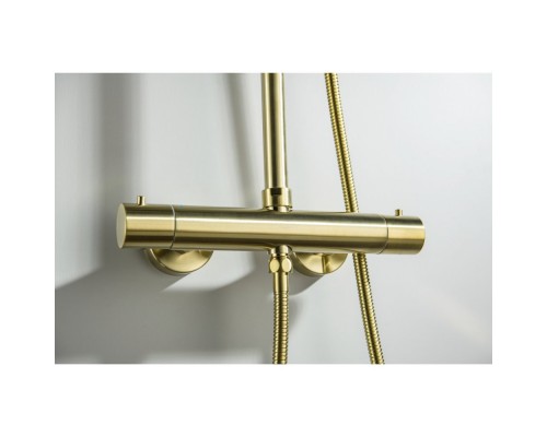 AQ2343BG ЕВРОПА термостатическая душевая система (смеситель для душа) 220мм, шлиф. золото AQ2343BG