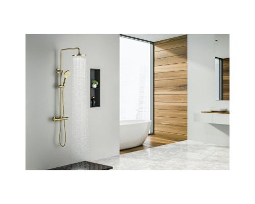 AQ2343BG ЕВРОПА термостатическая душевая система (смеситель для душа) 220мм, шлиф. золото AQ2343BG