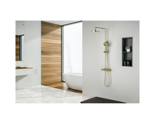 AQ2343BG ЕВРОПА термостатическая душевая система (смеситель для душа) 220мм, шлиф. золото AQ2343BG