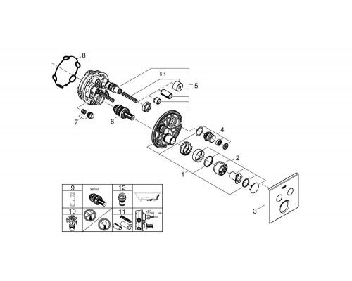 29148000 Grohtherm SmartControl Внешняя часть смесителя на 2 выхода, хром 29148000