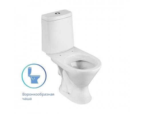 1P2103S0000BF Унитаз-компакт Грация белый, 2-х режимный, сидение полипропилен, гор вып 1.P210.3.S00.00B.F