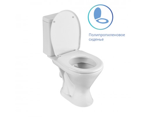 1P2103S0000BF Унитаз-компакт Грация белый, 2-х режимный, сидение полипропилен, гор вып 1.P210.3.S00.00B.F