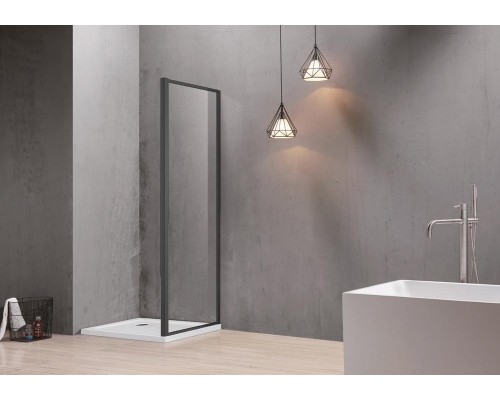 AQ ARI WA 10020BL Неподвижная душевая стенка 1000x2000, для комбинации с дверью, профиль черный, стекло прозрачное AQ ARI WA 10020BL