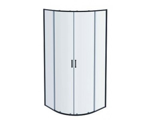 AQ ARI RO 08020BL Душевой уголок 1/4 круга, двери раздвижные 800x800x2000, профиль черный, стекло прозрачное AQ ARI RO 08020BL