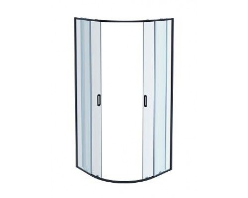 AQ ARI RO 08020BL Душевой уголок 1/4 круга, двери раздвижные 800x800x2000, профиль черный, стекло прозрачное AQ ARI RO 08020BL