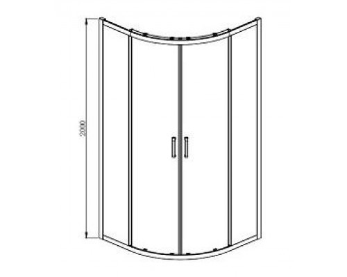 AQ ARI RO 08020BL Душевой уголок 1/4 круга, двери раздвижные 800x800x2000, профиль черный, стекло прозрачное AQ ARI RO 08020BL