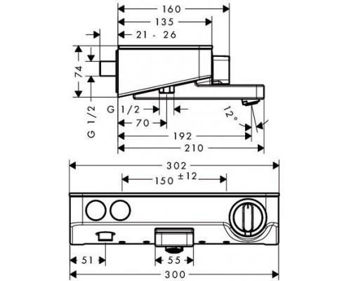 13151000 HG Ecostat Select термостатический смеситель для ванны с кнопками управления, хром 13151000