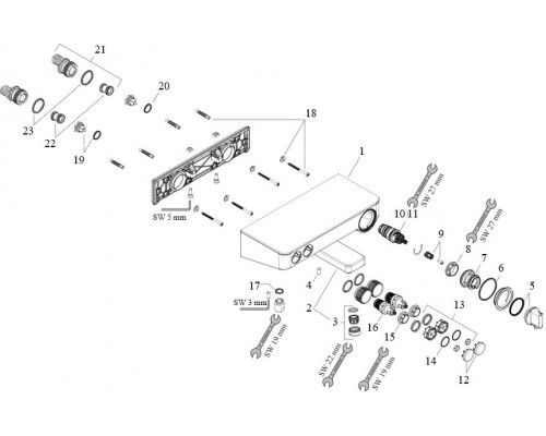 13151000 HG Ecostat Select термостатический смеситель для ванны с кнопками управления, хром 13151000