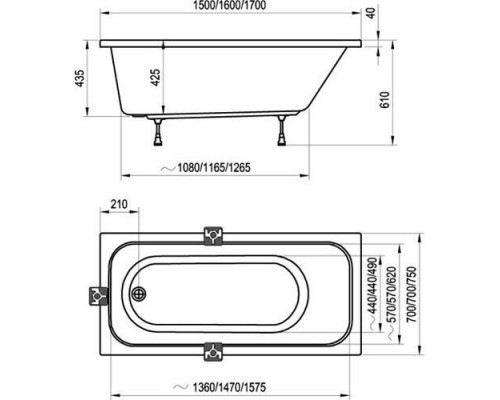 Ванна CHROME 150x70 белая C721000000