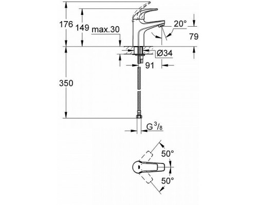 32848000 BauCurve Смеситель для раковины, гладкий корпус (новая модель, замена арт. 23165000), хром 32848000