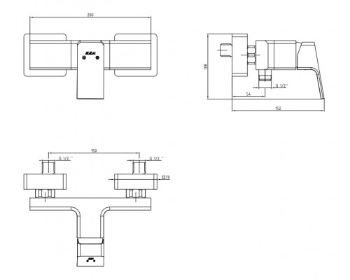 102154024C1EX TIERA смеситель для душа матовый черный 102154024C1EX