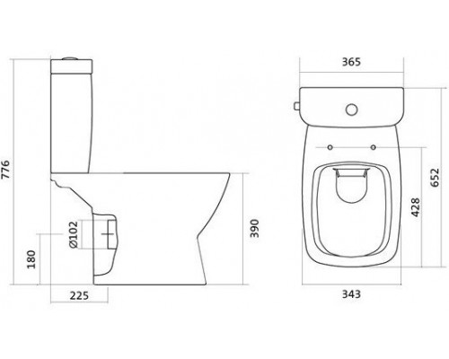 1.WH30.2.418 НЕО rimless Унитаз-компакт безободковый, 2 реж., дюро, метал крепеж, soft-close, тонкое 1.WH30.2.418