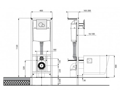 1.WH50.1.776 ПЭК НЕО (подвесной унитаз с сиденьем, инсталляция, панель черн.матт) 1.WH50.1.776