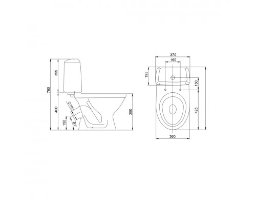 1P2012S0000BF Унитаз-компакт Соната белый, сидение полипропилен (арт.188012S0020B0), кос вып 1.P201.2.S00.00B.F