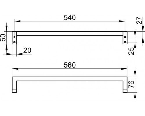 19101010600 EDITION 90 Square Полотенцедержатель 600 мм, хром 19101010600