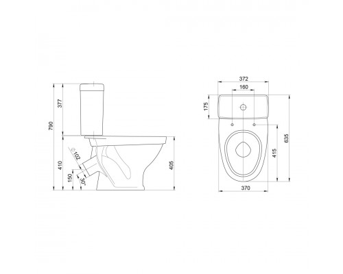 1P2052S0000BF Унитаз-компакт Форвард белый, сидение полипропилен (арт. 188018S0020B0), кос вып 1.P205.2.S00.00B.F
