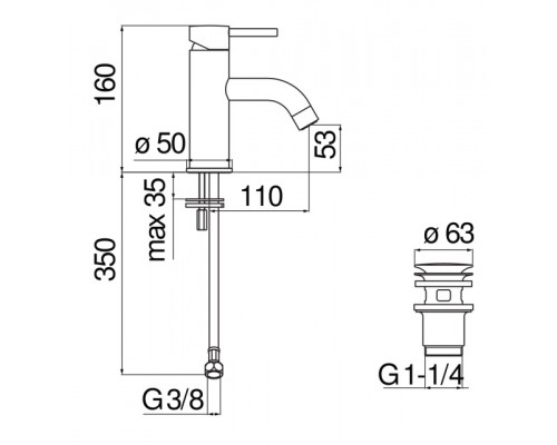 LV00118/2BM LIVE смеситель для раковины, матовый черный LV00118/2BM
