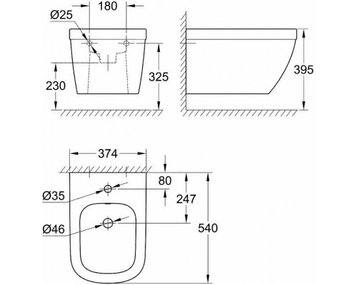 39208000 Euro Ceramic Биде подвесное, альпин-белый (16 шт пал - 126311) 39208000