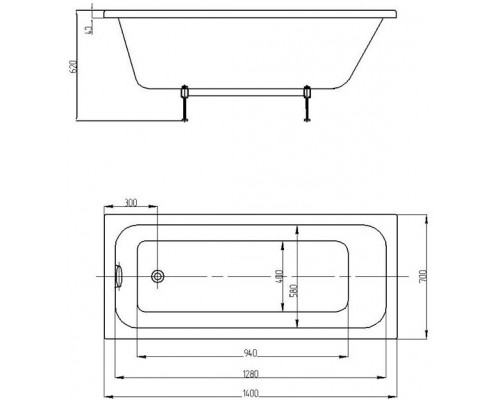 Ванна Мия прямоугольная 14070 см MIY140-0000001