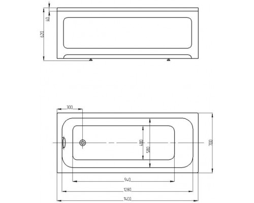 Ванна Мия прямоугольная 14070 см MIY140-0000001