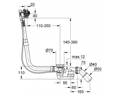 28991000 Talentofill Наливной, сливной и переливной гарнитур для анатомических ванн (встраиваемая часть) 28991000