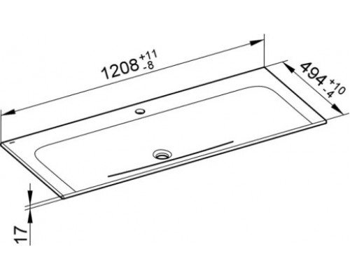 32980311201 PLAN Керамический умывальник 1208x494x17 мм, 1 отверстие для смесителя 32980311201
