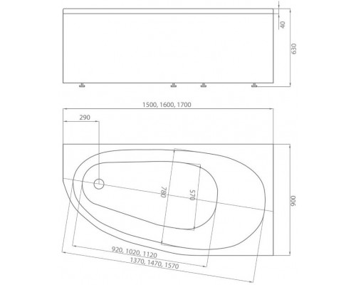Ванна Дива 16090 правая DIV160-0000002