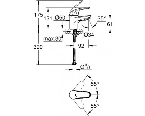 32734000 Euroeco Смеситель для раковины, хром 32734000